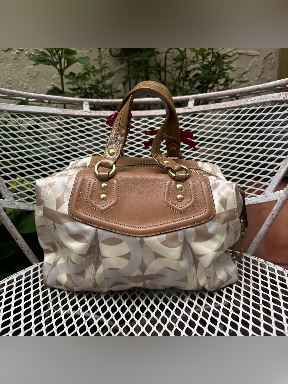 Y2K Coach Satin Monogramed Handbag - Picture 2 of 8